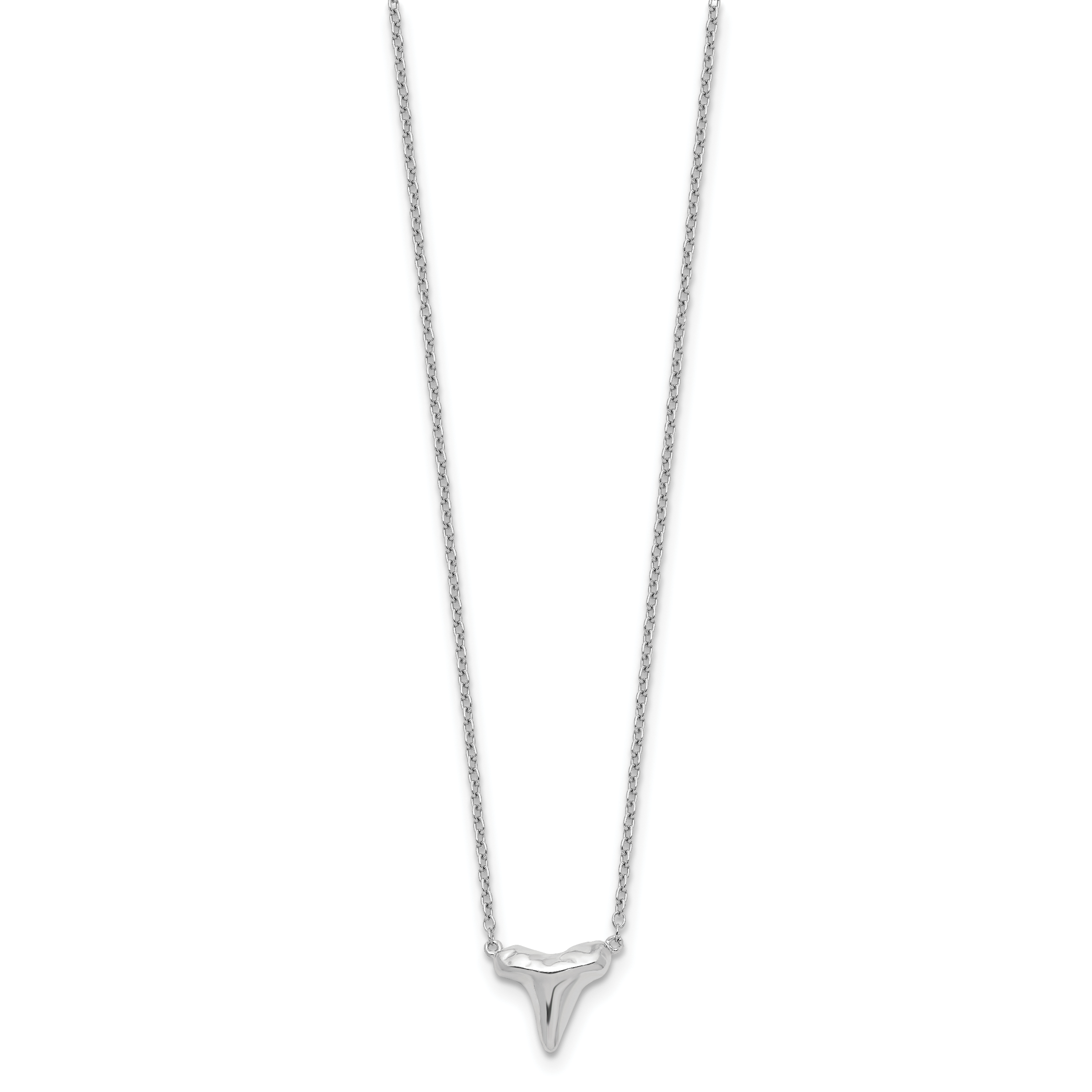 Sterling Silver Rhodium-plated Polished Shark Tooth 16 inch with a 2 inch extention Necklace Secondary image