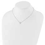 Sterling Silver Rhodium-plated Polished Shark Tooth 16 inch with a 2 inch extention Necklace