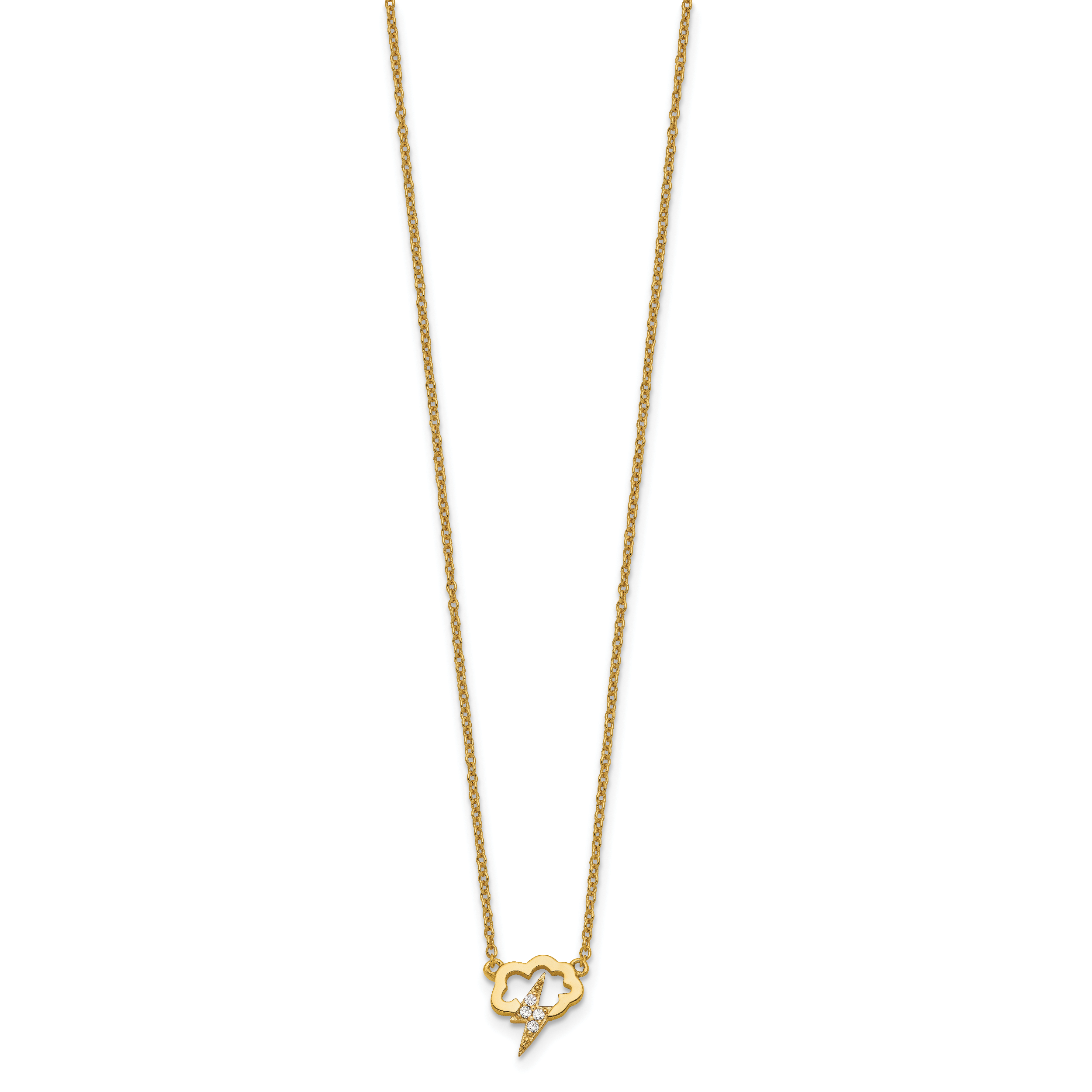 Sterling Silver Gold-tone CZ Storm Cloud w/2in ext Necklace Secondary image