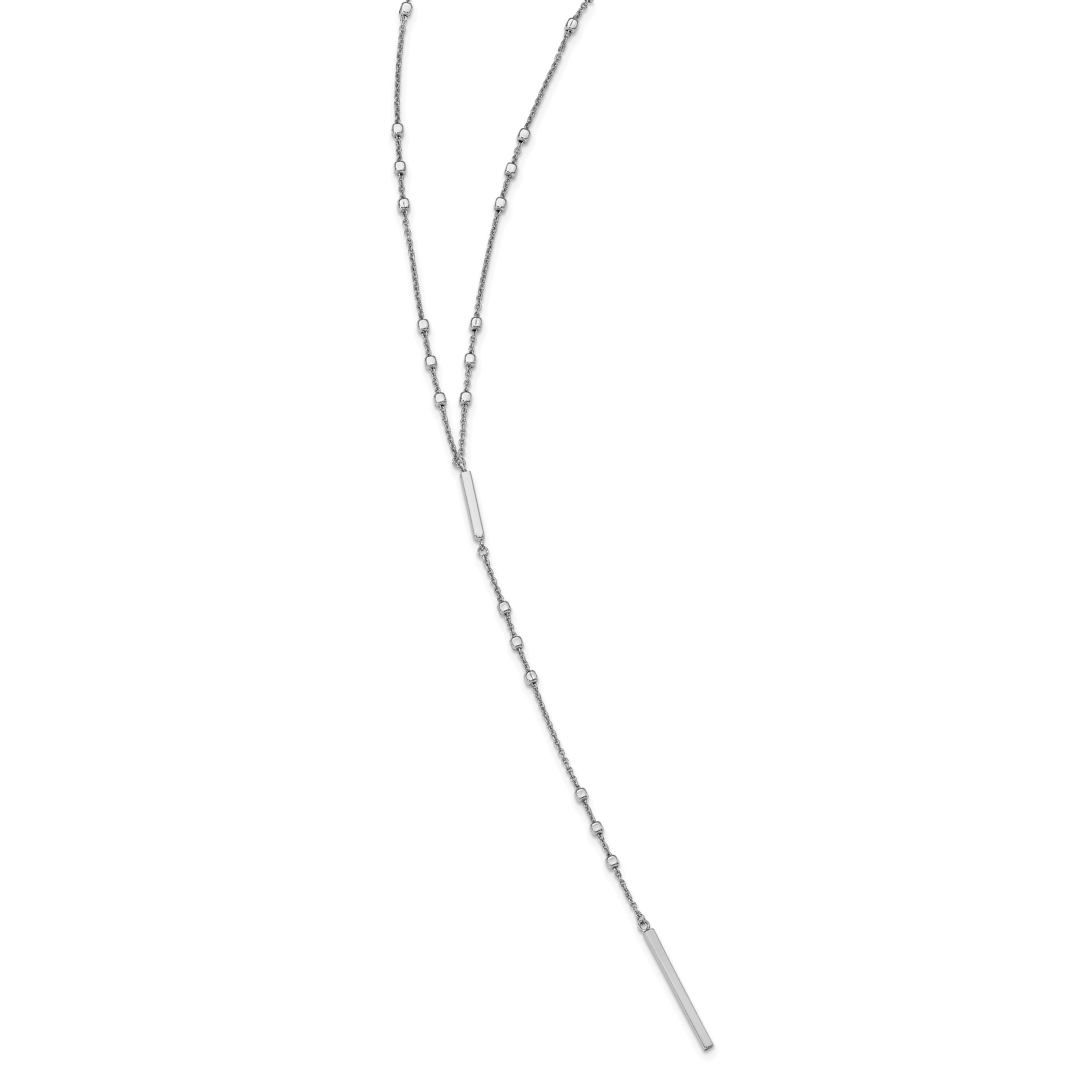 Sterling Silver Rhod-plated Beads/Vertical Bar w/ 1in ext. Y-Necklace Secondary image