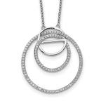 Sterling Silver Rhodium-plated CZ Loop Circles w/2 in. Ext. Necklace