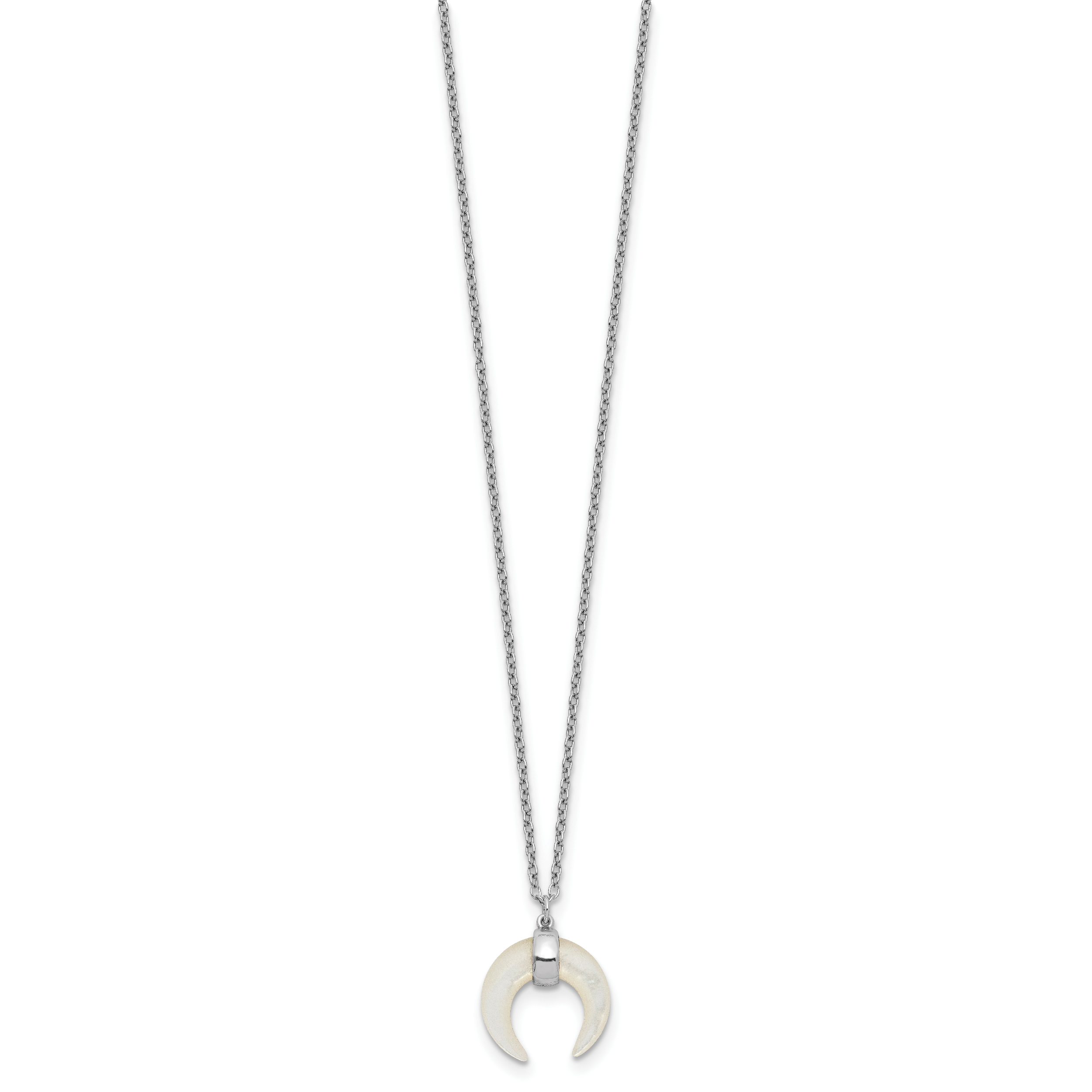 Sterling Silver RH-plated Mother Of Pearl Moon w/2in ext Necklace Secondary image