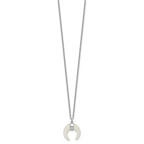 Sterling Silver RH-plated Mother Of Pearl Moon w/2in ext Necklace