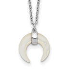 Sterling Silver RH-plated Mother Of Pearl Moon w/2in ext Necklace