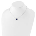 Sterling Silver Rhodium-plated Round Lapis Cabochon Necklace