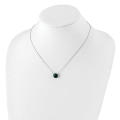 Sterling Silver Rhodium-plated Round Malachite Cabochon Necklace