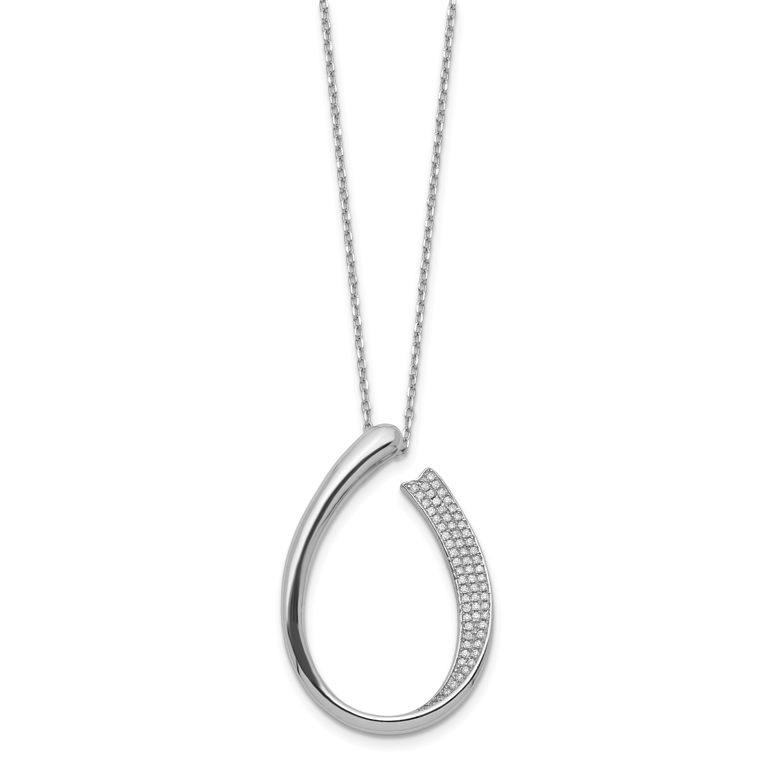Sterling Silver Rhodium-plated CZ Micro Pave w/ 2in ext. Necklace Secondary image