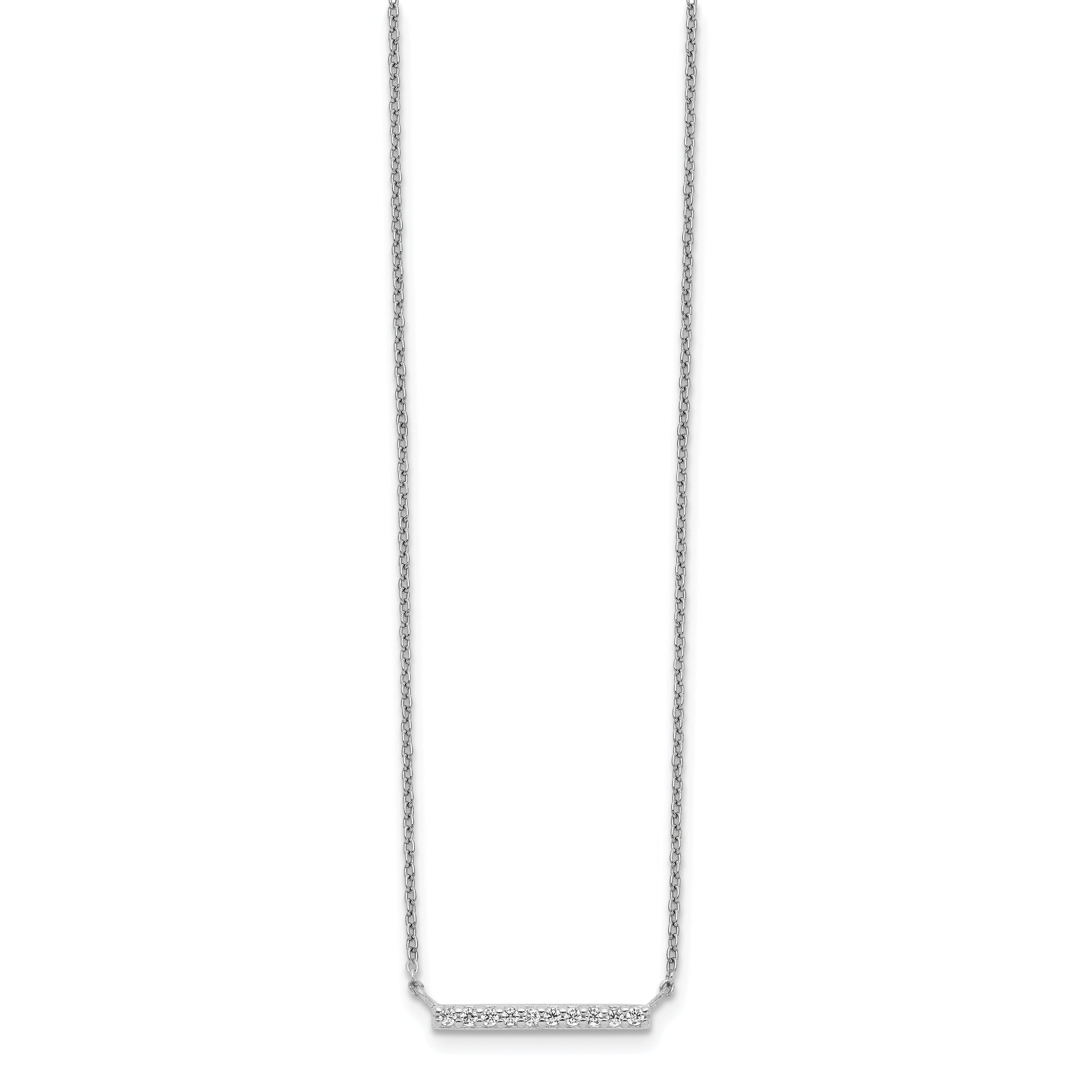 Sterling Silver CZ Bar Necklace
