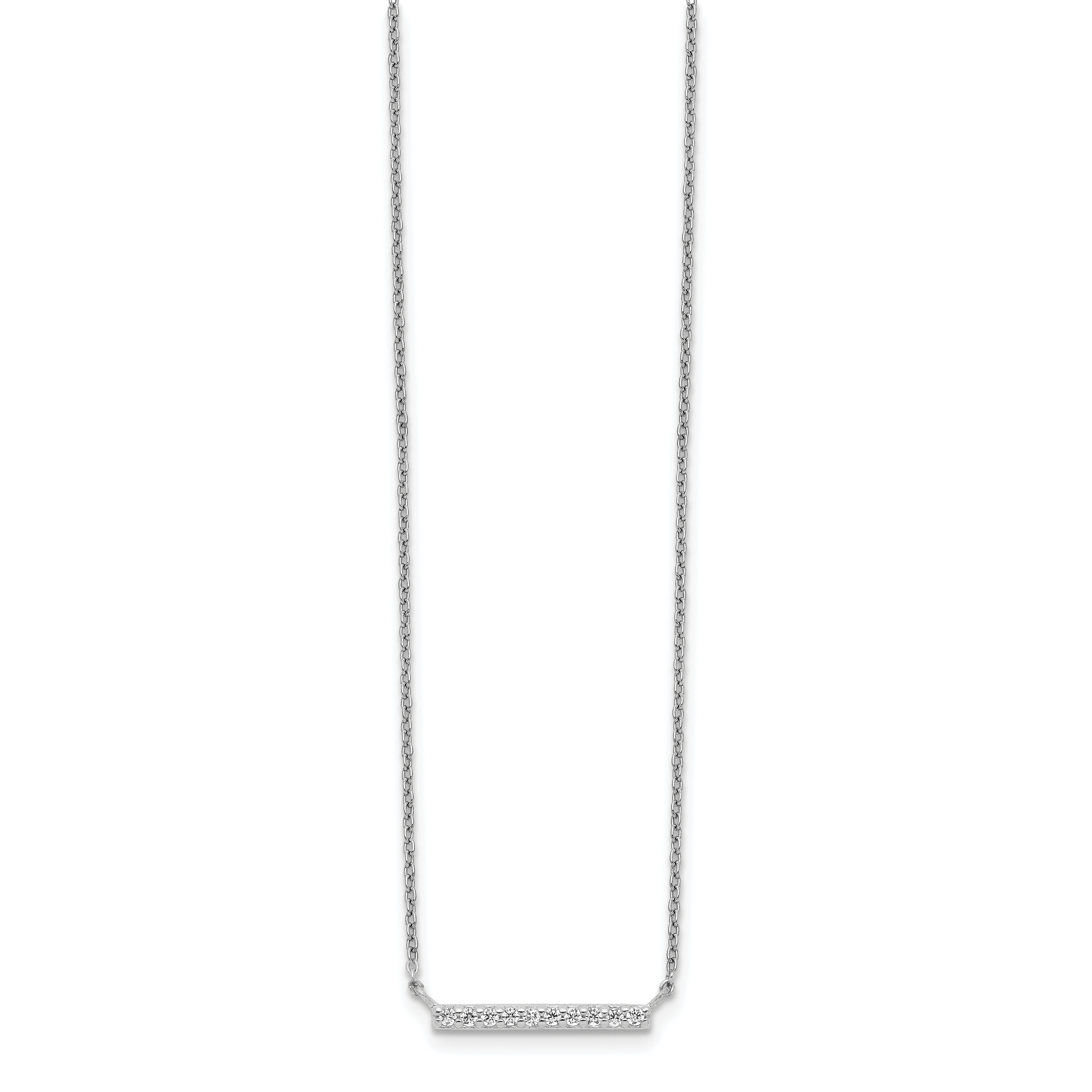 Sterling Silver CZ Bar Necklace Secondary image