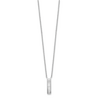 Sterling Silver Rhodium Plated CZ Vertical Bar Necklace