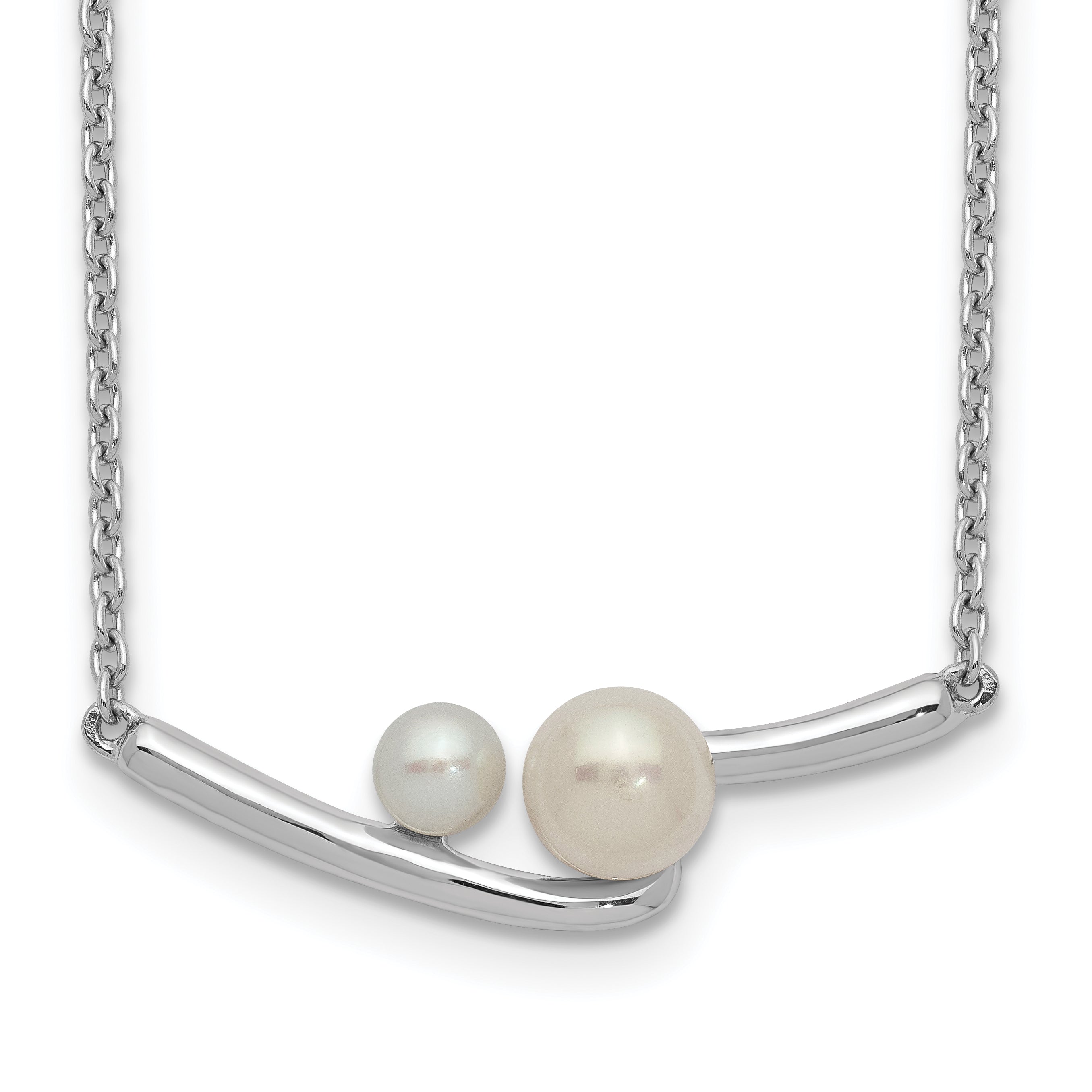 Sterling Silver Rhodium-plated FWC Pearl Bar w/ 1in ext Necklace Main image