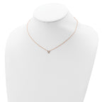 Sterling Silver Rose-tone 3-CZ w/ 2in ext Necklace