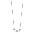 Sterling Silver Rhodium-plated CZ 3-Stars w/2in ext Necklace