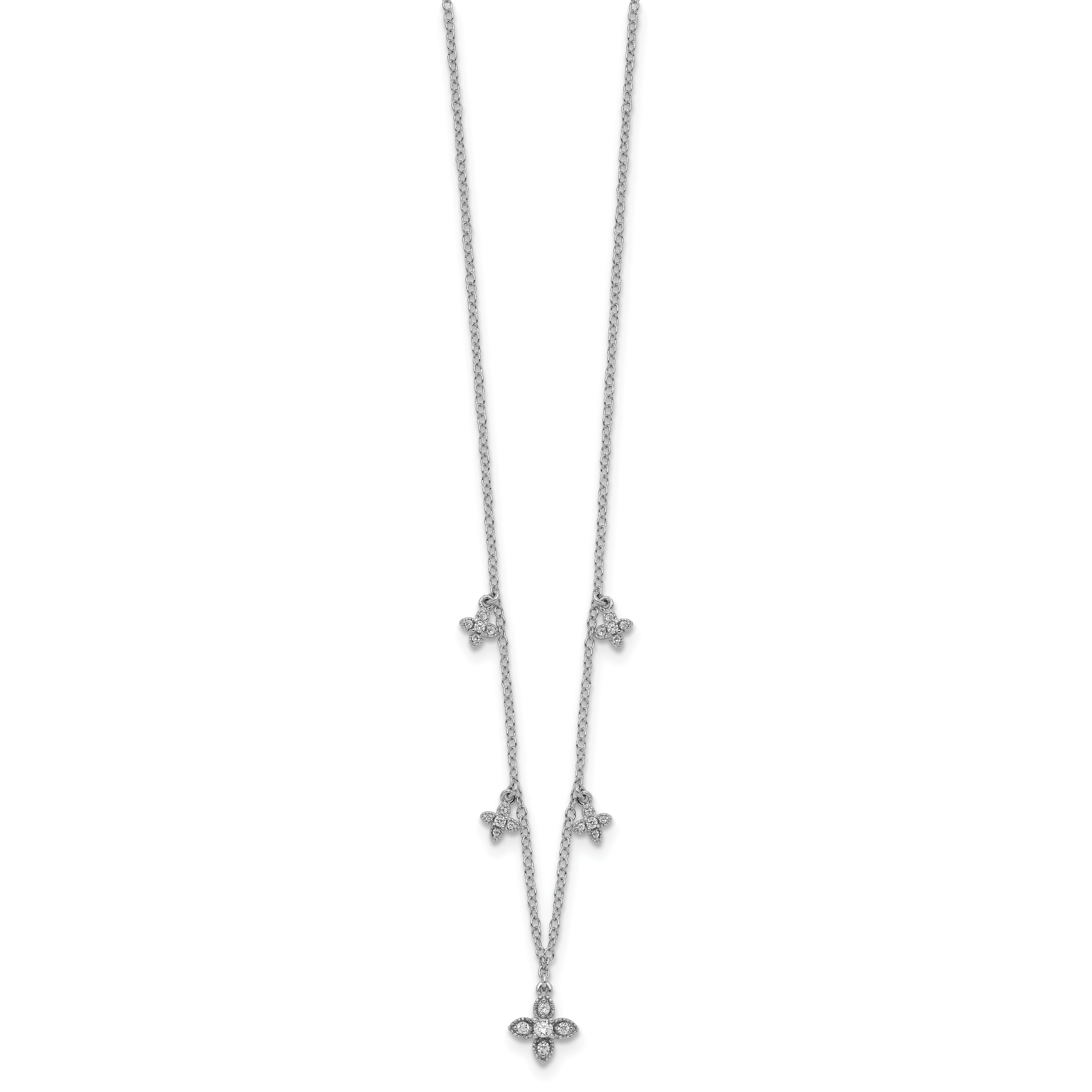 Sterling Silver Rhodium-plated CZ Crosses w/2in ext Necklace Secondary image