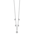 Sterling Silver Rhodium-plated CZ Crosses w/2in ext Necklace