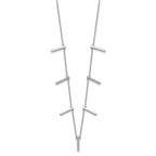 Sterling Silver Rhodium-plated CZ Vertical Bars w/2in ext Necklace