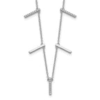 Sterling Silver Rhodium-plated CZ Vertical Bars w/2in ext Necklace