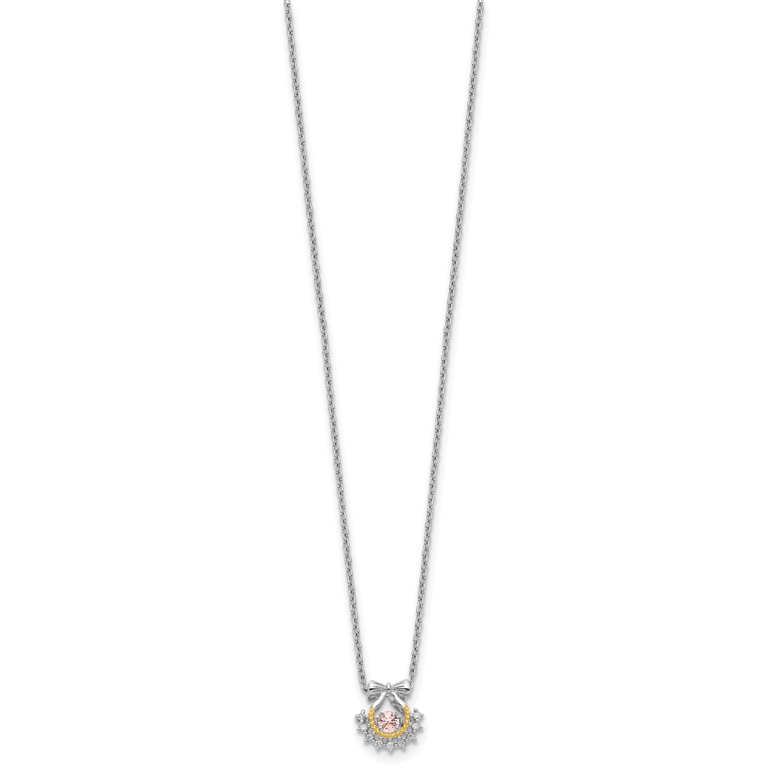Sterling Silver RH-pltd Gold-tone Moving Pink CZ w/2in ext Necklace Secondary image