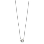 Sterling Silver Rhodium Plated Clear Crystal 16.5 inch Necklace with 2 inch extension