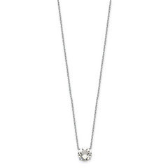 Sterling Silver Rhodium Plated Clear Crystal 16.5 inch Necklace with 2 inch extension