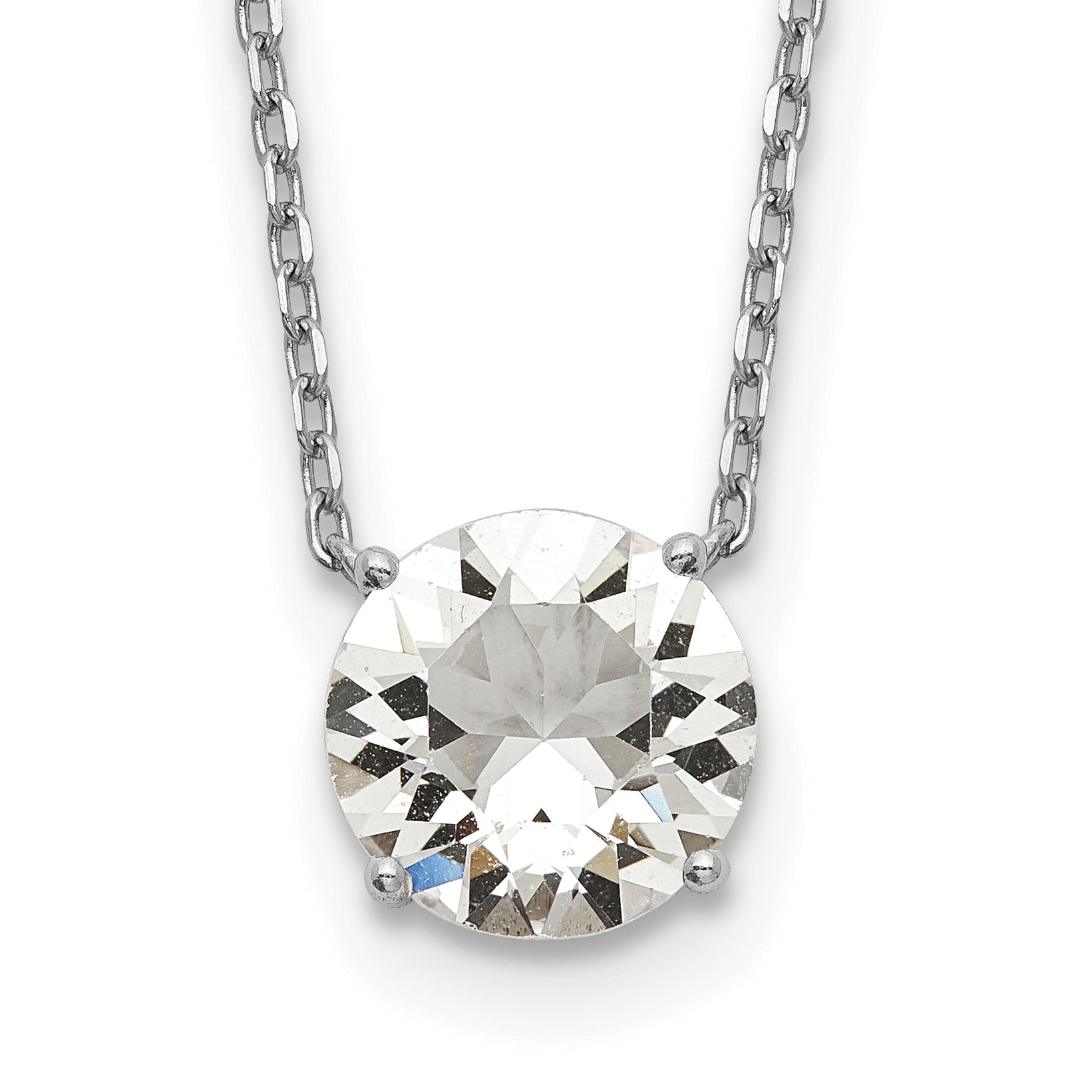 Sterling Silver Rhodium Plated Clear Swarovski Crystal 16.5 inch Necklace with 2 inch extension Main image
