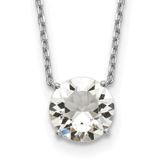 Sterling Silver Rhodium Plated Clear Swarovski Crystal 16.5 inch Necklace with 2 inch extension