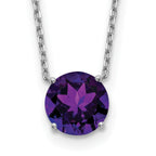Sterling Silver Rhodium Plated Dark Purple Swarovski Crystal 16.5 inch Necklace with 2 inch extension