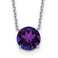Sterling Silver Rhodium Plated Dark Purple Swarovski Crystal 16.5 inch Necklace with 2 inch extension