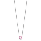 Sterling Silver Rhodium Plated Light Pink Crystal 16.5 inch Necklace with 2 inch extension