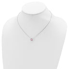 Sterling Silver Rhodium Plated Light Pink Crystal 16.5 inch Necklace with 2 inch extension