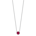 Sterling Silver Rhodium-plated Red Crystal 16.5 inch Necklace with 2 inch extension