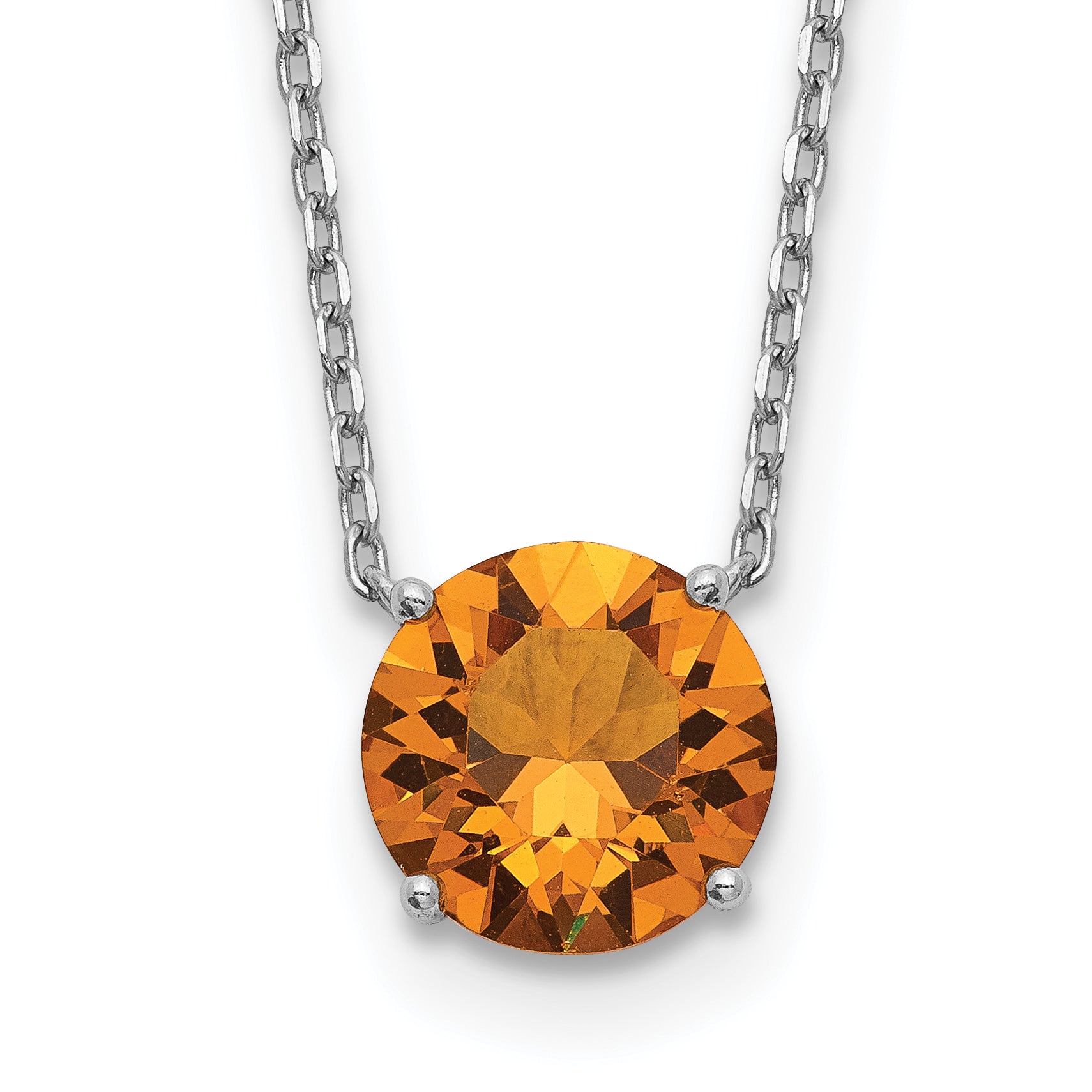 Sterling Silver Rhodium Plated Dark Yellow Swarovski Crystal 16.5 inch Necklace with 2 inch extension