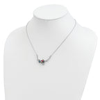 Sterling Silver RH-plated Multi-color Crystal Star w/2in ext Necklace