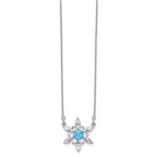 Sterling Silver RH-plated Crystal Snowflake w/2in ext Necklace
