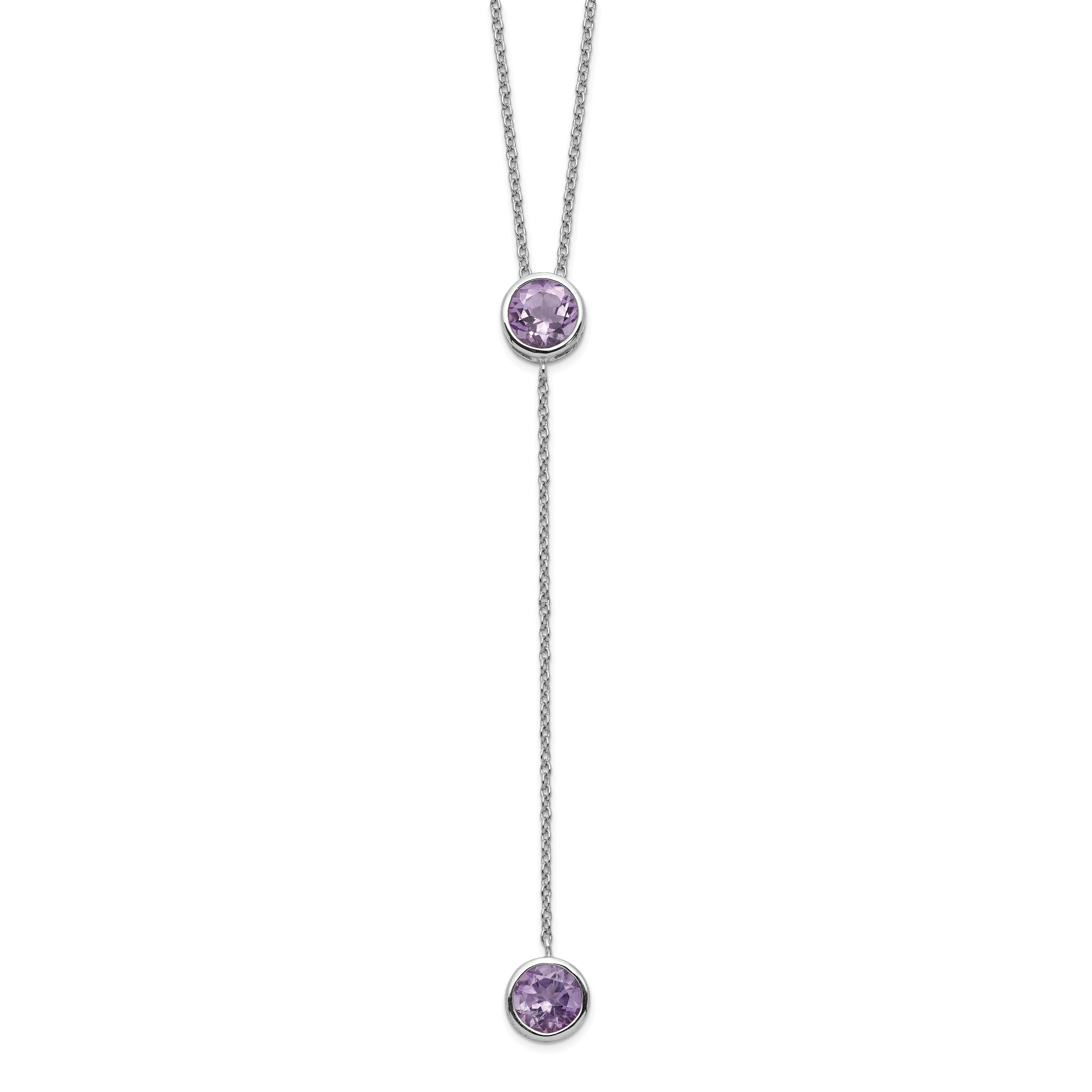 Sterling Silver Rhodium-plated Amethyst w/ 2in ext. Y-Necklace Main image