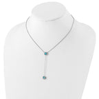 Sterling Silver Rhodium-plated Blue Topaz w/ 2in ext. Y-Necklace