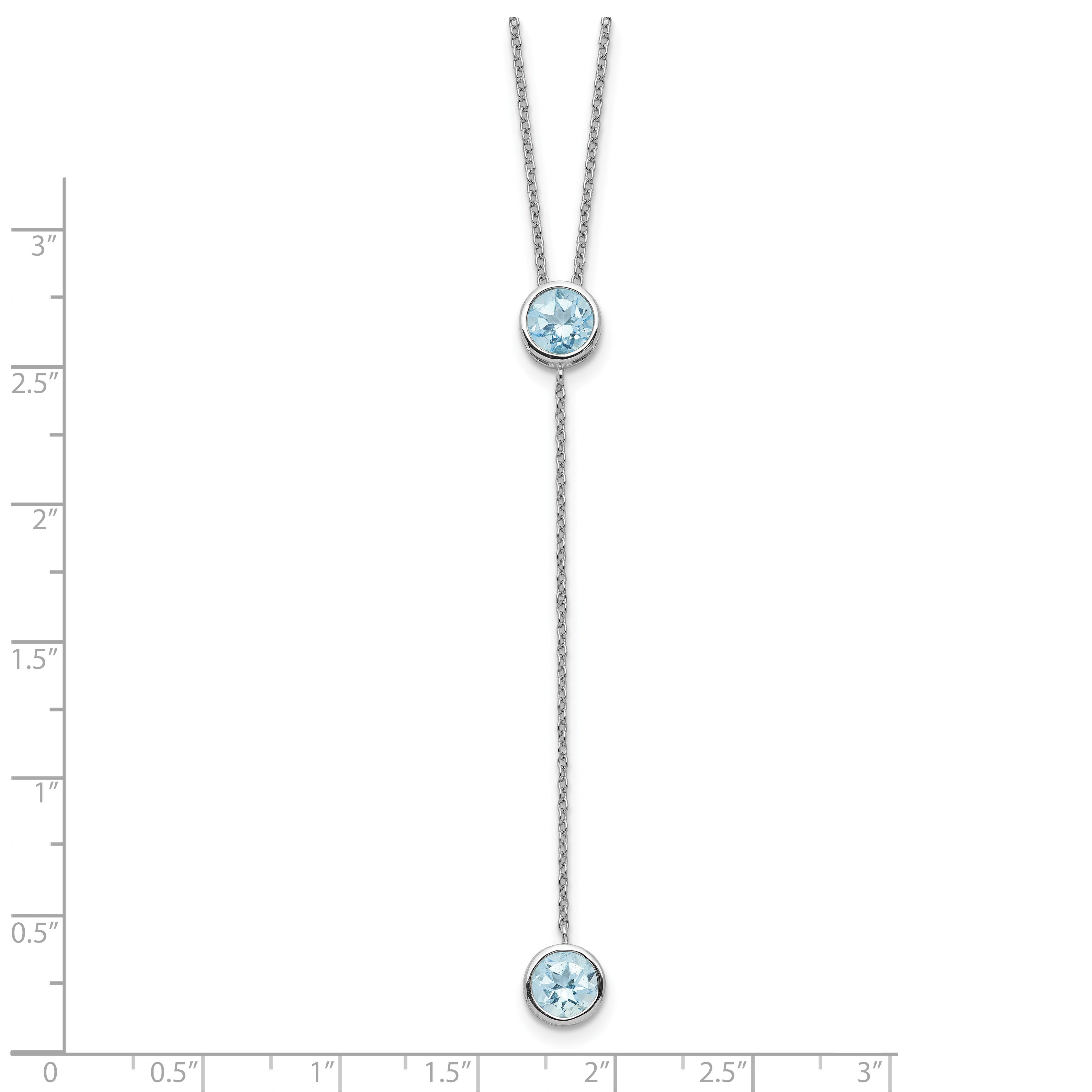 Sterling Silver Rhodium-plated Blue Topaz w/ 2in ext. Y-Necklace Secondary image