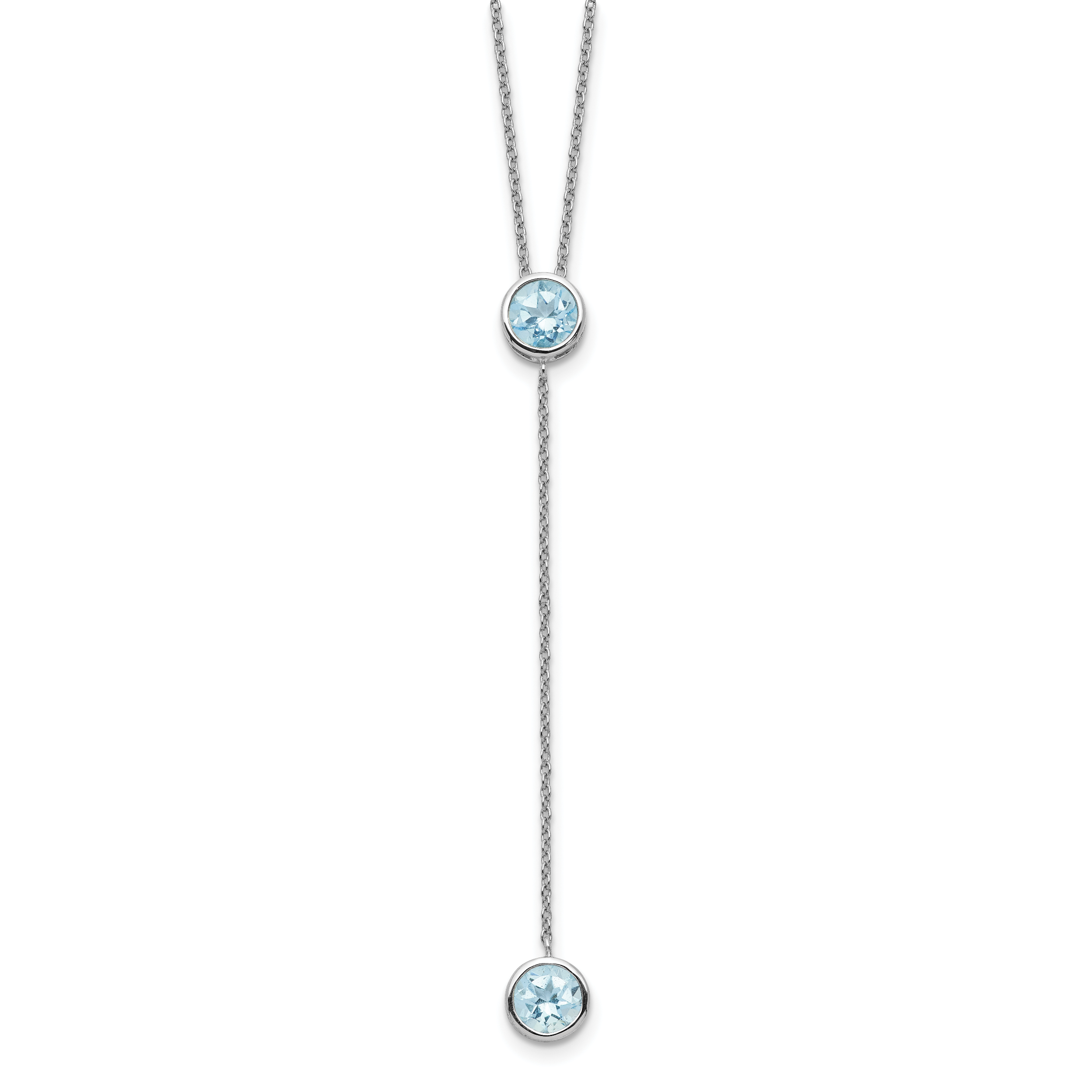 Sterling Silver Rhodium-plated Blue Topaz w/ 2in ext. Y-Necklace Main image