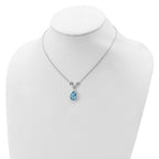 Sterling Silver Rhodium-plated White & Blue Topaz w/ 2in ext. Necklace
