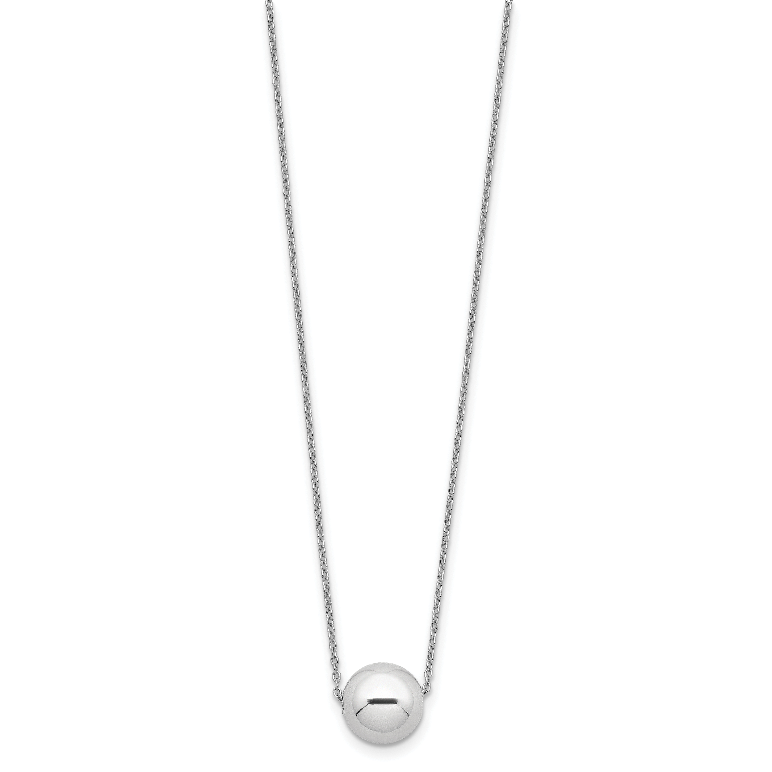 Sterling Silver Rhodium-plated Polished Bead Necklace Secondary image