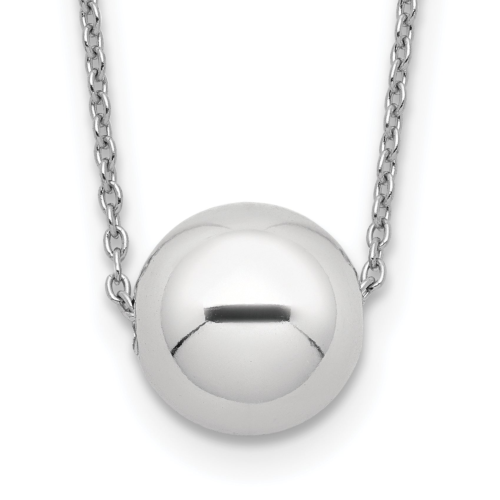 Sterling Silver Rhodium-plated Polished Bead Necklace Main image