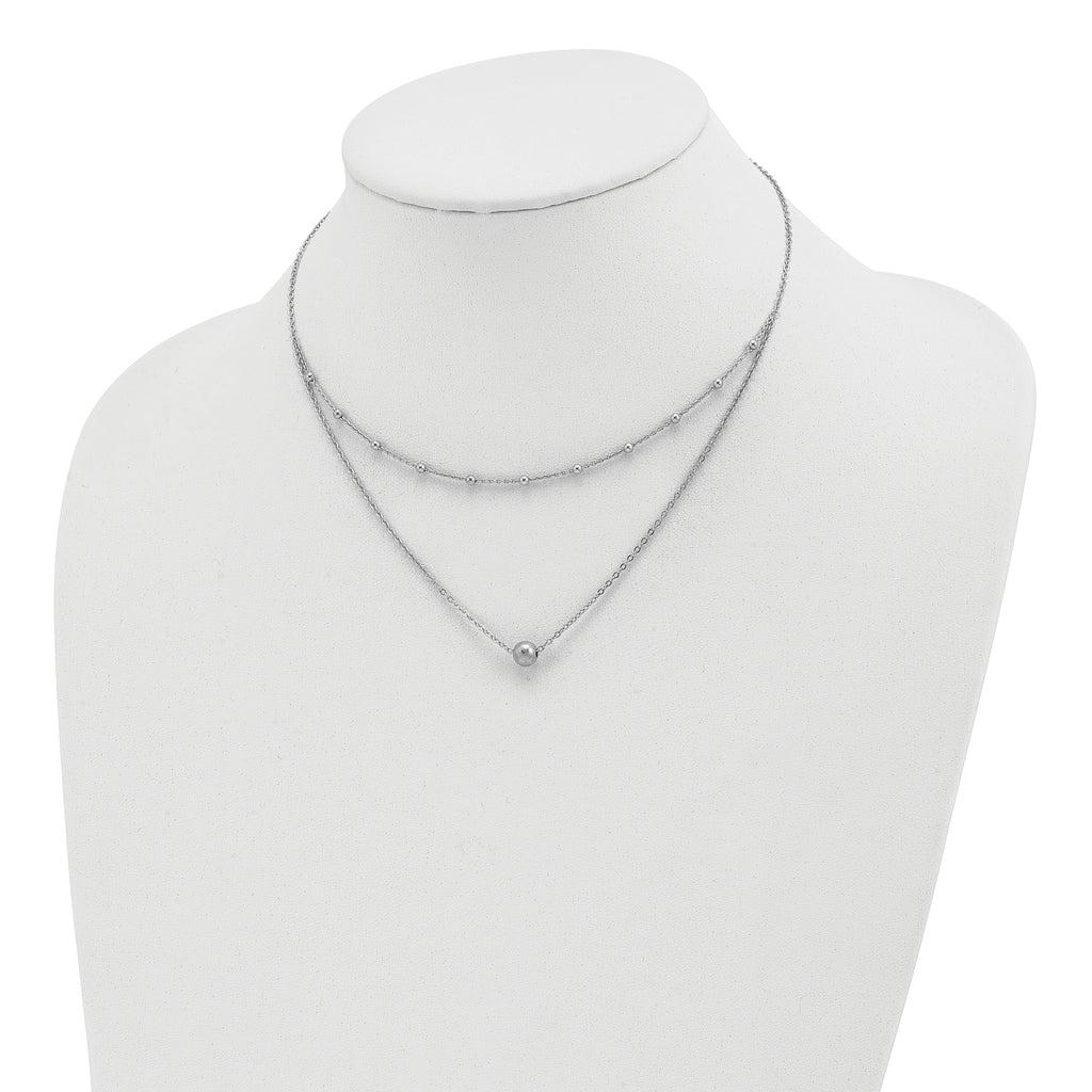 Sterling Silver Polished Beaded w/4 in ext Choker