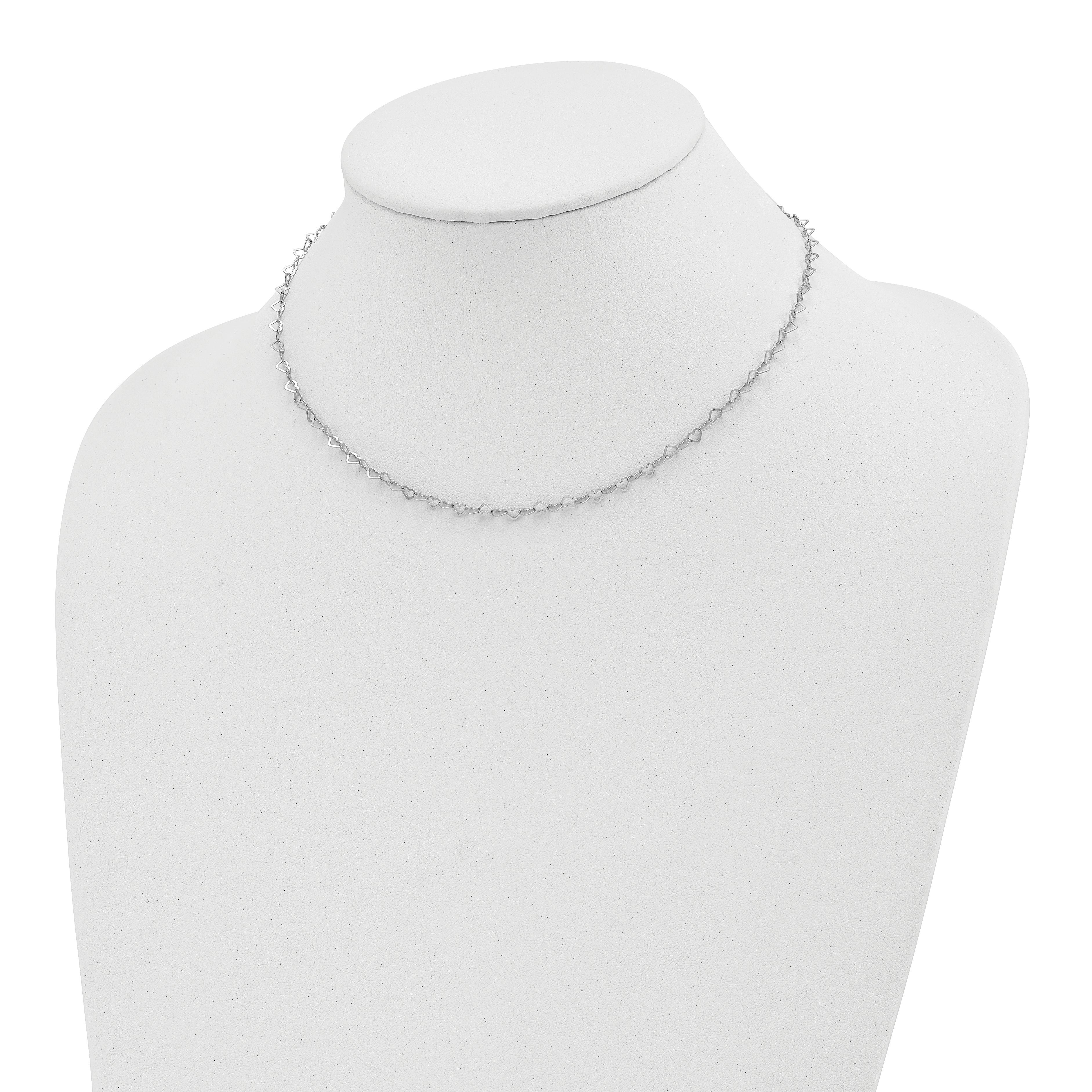 Sterling Silver Polished Hearts Link w/4 in ext Choker Secondary image