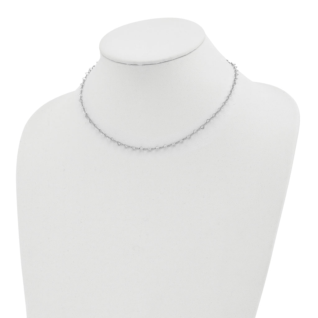Sterling Silver Polished Hearts Link w/4 in ext Choker
