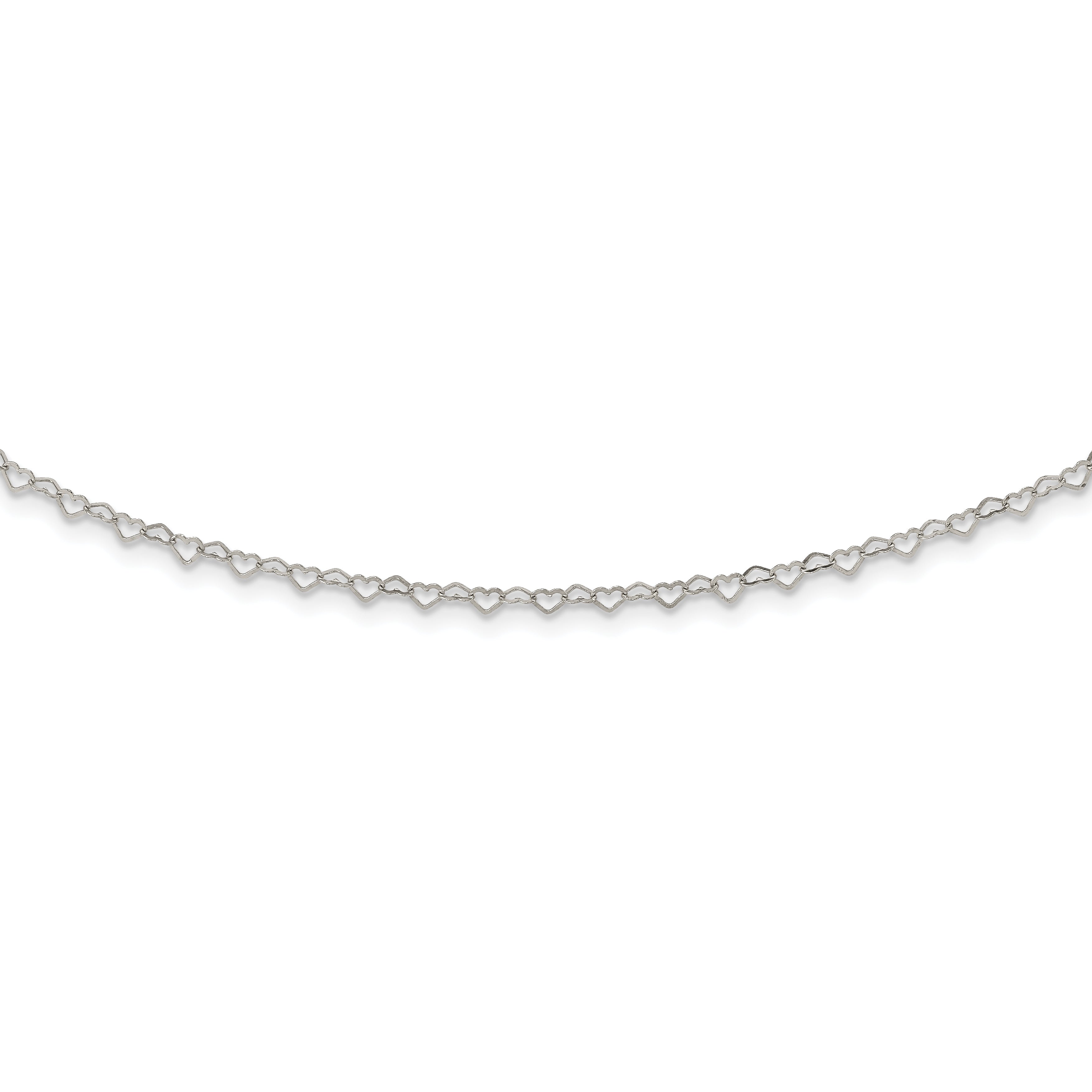 Sterling Silver Polished Hearts Link w/4 in ext Choker Main image