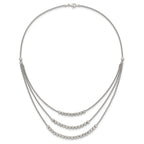 Sterling Silver Rhodium-plated Beaded Multi Layer Necklace