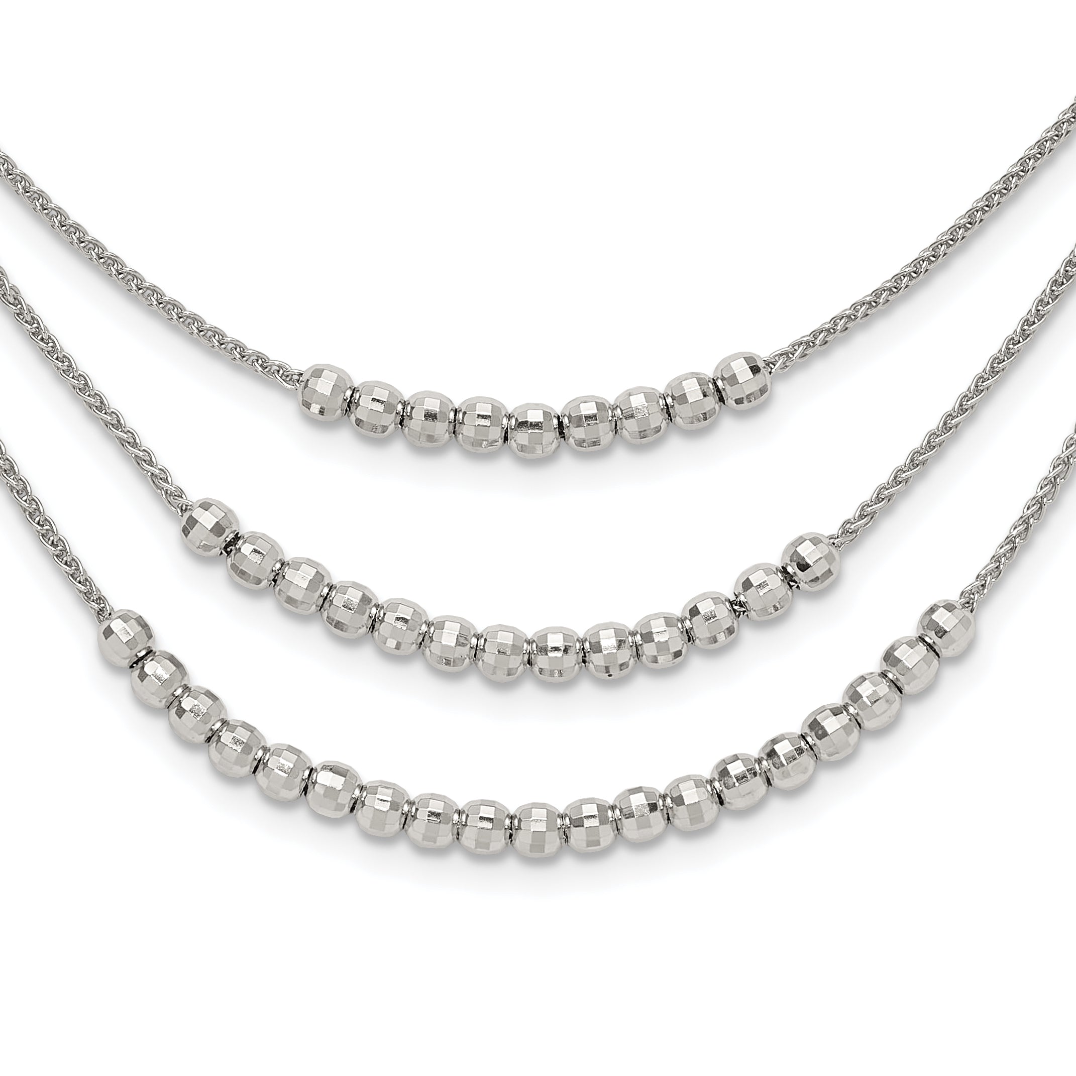 Sterling Silver Rhodium-plated Beaded Multi Layer Necklace Main image