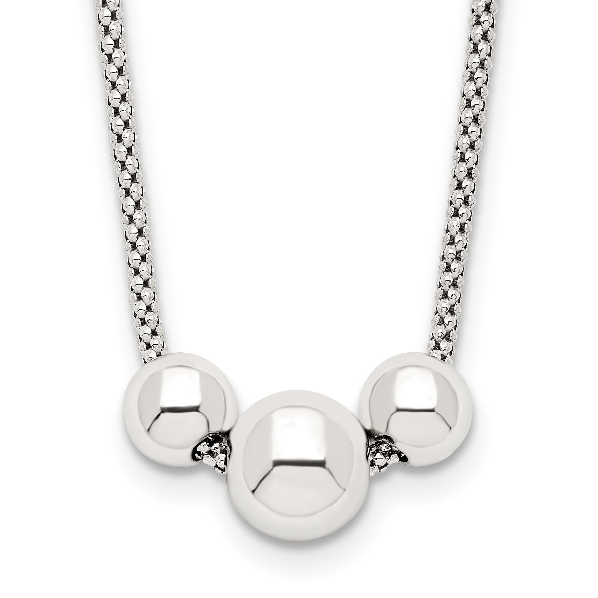 Sterling Silver Polished Bead Fancy Link Necklace Main image