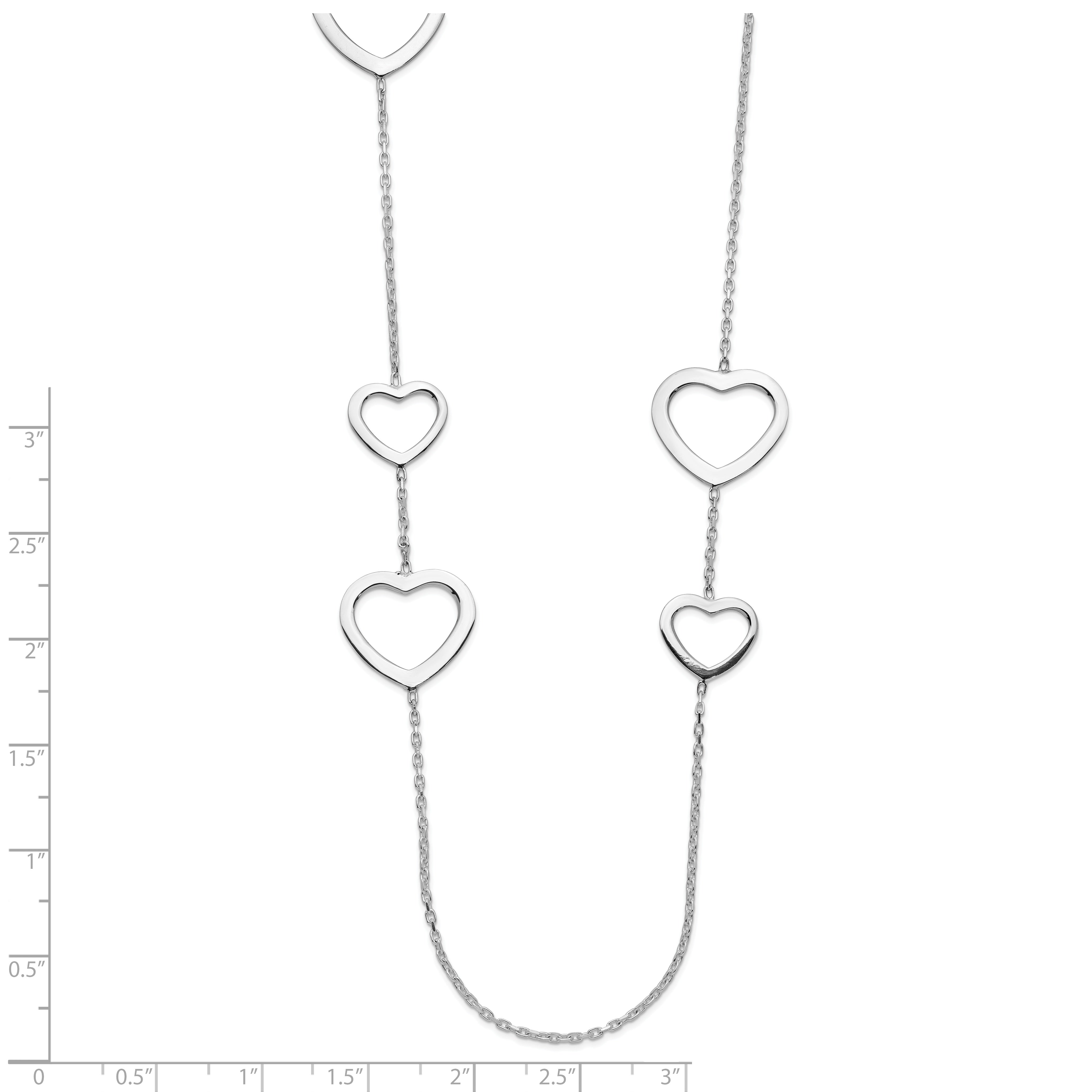 Sterling Silver Polished Hearts Necklace Secondary image