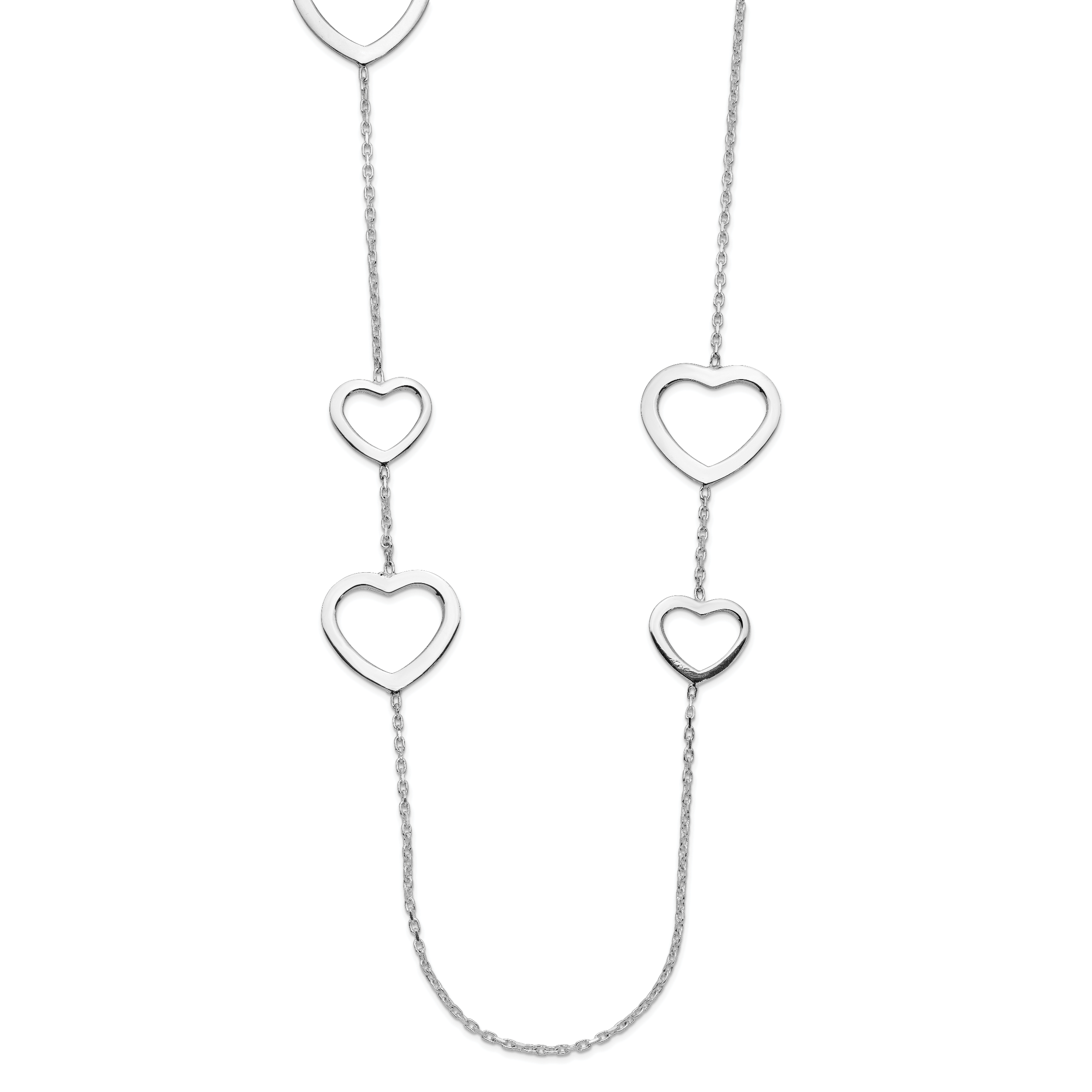 Sterling Silver Polished Hearts Necklace Main image